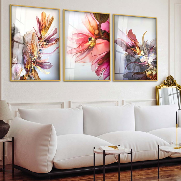 Wallity Cuadro Decorativo de Vidrio Templado Multicolor 30 x 40 cm (3 piezas)